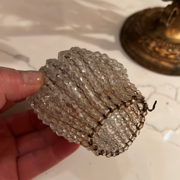 Vintage Hollywood Regency 18” Table Lamp Glass Prism Tole Metal - Gold Gilt - Picture 10 of 15